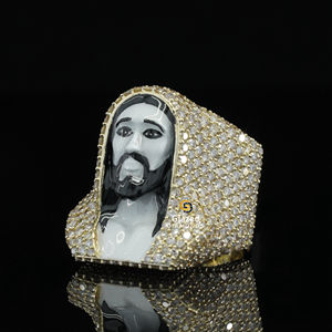 Colgante de Jesús de Hip Hop totalmente helado con diamantes cultivados en laboratorio de corte brillante, Oro Sólido de 10kt para fiestas de bodas, certificado IGI - Product Image 3