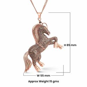 Collier pendentif cheval en argent 925 plaqué or avec diamants en moissanite noirs de style élégant pour les rappeurs, mode quotidienne - Product Image 5