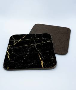 Sous-verres personnalisés à effet brillant, sous-verres carrés et ronds pour café, style marbre noir - Product Image 4