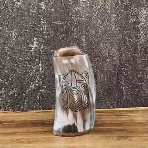 Aaliyan Impex, artesanías naturales pulidas hechas a mano, taza de cuerno para beber inspirada en Valhalla, Animal de estilo náutico de artesanía de media luna - Product Image 3