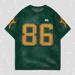 Best-Selling Custom Vintage Oversized T-Shirt American Football Wear Unisex Street Style Boxy Mesh <b>Cropped</b> Jersey Oversized Fit - Product Image 1