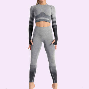 2025 ensembles de Yoga pour femmes sur mesure vêtements actifs respirants à séchage rapide avec impression de Logo ensemble de Legging à motif solide dernière arrivée - Product Image 6