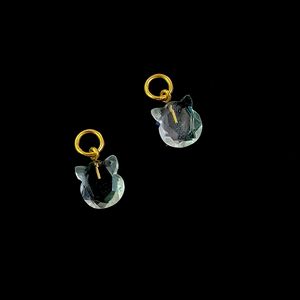 คริสตัลธรรมชาติควอตซ์หน้าแมวแกะสลักพลอย briolette เสน่ห์925เครื่องประดับเงินสเตอร์ลิงสร้อยคอชุบทองจี้เสน่ห์ - Product Image 1