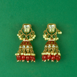 Indo Western Jhumki Pendientes de araña de moda con Mehndi Chapado Exportador de joyería artificial en India - Product Image 3