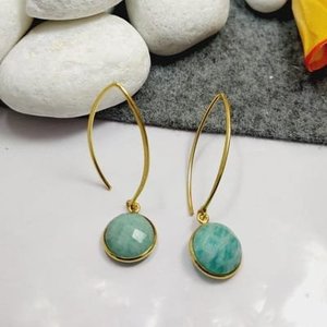 SOUMYA CREATIONS Pendientes de gota de latón chapados en oro con piedra lunar arcoíris en forma de gota de agua, modernos para mujer, regalo - Product Image 4