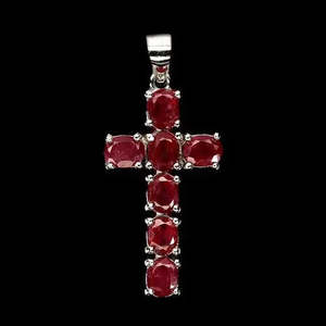 Colgante de Plata de Ley 925 de Calidad AAA+ con Rubí Ovalado de 5x4mm, Joyería con Piedra Preciosa Natural Cus-Jew101 - Product Image 1