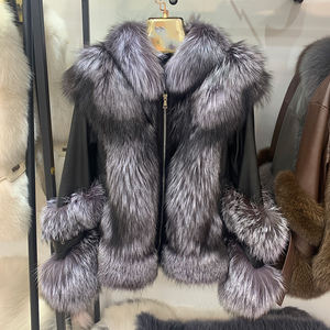 Luxury Genuine Red Fox Fur Jacket Fluffy <b>Women</b> Fur Jacket Sliver Fox Fur <b>Coats</b> for Ladies - Product Image 4
