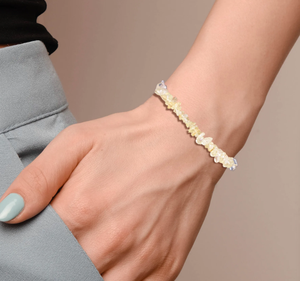 925กำไลเงินสเตอร์ลิงสร้อยข้อมือสีเหลืองมะนาวตัดหยาบพร้อมสายอ่อนอ่อนนุ่มของขวัญสำหรับผู้หญิงในกล่องของขวัญ - Product Image 2