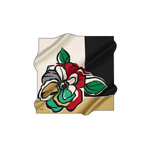 Black Cotton Floral Square <b>Scarf</b> - Product Image 1
