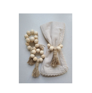 Natural Water wood napkin ring Round <b>Placemats</b> with Wooden <b>Beads</b> 3 pcs Napkin Rings for Dining Table Decor - Product Image 6