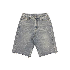 Ropa de verano de moda para hombres Pantalones cortos de mezclilla con diamantes de imitación Nuevo diseño con logotipo personalizado Pantalones cortos de mezclilla para hombres Precio al por mayor - Product Image 1