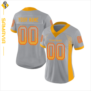 เสื้ออเมริกันฟุตบอลแบบทีมสั่งทำพิเศษ แขนสั้น ผ้าโพลีเอสเตอร์พิมพ์ลาย ป้องกันรังสียูวีสำหรับฤดูร้อน พร้อมจัดส่ง - Product Image 2