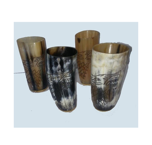 แก้วเขาควายขอบทองเหลืองทำจากแก้วบัฟฟาโลฮอร์นควายธรรมชาติ - Product Image 5