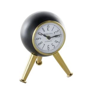 Hermoso reloj de mesa de metal redondo de latón AK con base de 3 pilares en oro y acabado negro para decoración de escritorio de oficina/Decoración de mesa - Product Image 2