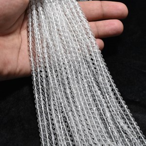 Crystal Quartz Faceted Round Beads 4.25mm 13 Inch Strand Transparent Gemstone Beads for Necklaces & Bracelets - Product Image 3