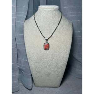 Colgante Navajo hecho a mano de ostra espinosa y plata de ley con engaste de bisel, joyería de oro rosa y platino, dije chapado en rodio - Product Image 5