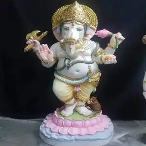 纯大理石Ganesh Ji偶像雕像印度神大理石Ganesha神雕像手工精细整理白色大理石宗教雕像