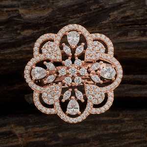 Wedding Fashionable <b>Gold</b>/Rhodium Plated Brass <b>Ring</b> with Micro Pave & Invisible Setting - Product Image 1