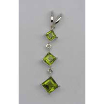 Shah Gems - Elegante Colgante de Peridoto Natural para Mujer, Plata de Ley 925, Rodio, Geométrico, Oro Rosa de 18K, Plata de Ley 925 - Product Image 1