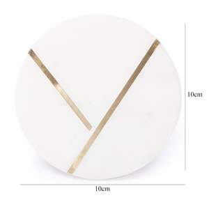 Posavasos Redondos de Mármol Blanco Abstracto, Posavasos de Piedra Natural Hechos a Mano para Mesa - Product Image 5