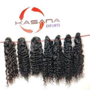 100% naturel cuticule aligné vierge brut indien Extensions de cheveux non transformés lâche vague profonde Curl bande tissage pour les femmes noir - Product Image 5
