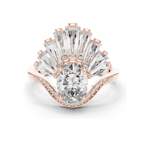 Bague en forme d'éventail pour femme avec diamant de laboratoire et moissanite 3.145 CT, clarté VVS-VS EF, or 18 carats, 14 carats, 10 carats et argent 925, rose - Product Image 1
