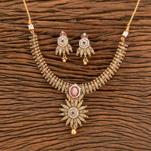 Collier arabe plaqué or antique artificiel ensemble avec placage or mat pour les femmes dans le mariage - Product Image 5