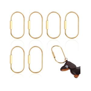 Gold Finish Oval Metal Key Ring <b>Clip</b> Spring Lock for Handbag Luggage Use - Product Image 2