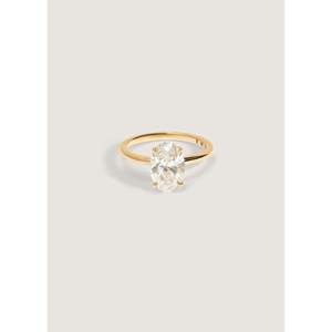 Anillo Victoria Vintage con Diamante de Laboratorio de Corte Ovalado, Estilo Geométrico Vintage, Chapado en Oro Puro, Gema de Platino, para Compromiso/Boda - Product Image 1