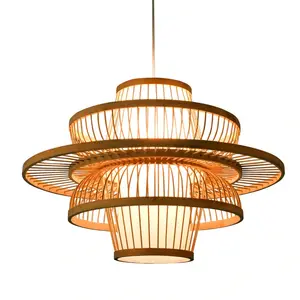 HOT SALE New Design Handmade Woven Bamboo Pendant Light Rattan Hanging Lamps Natural