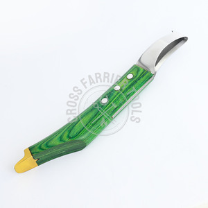 Best Selling Farrier tools Loop Knife Farrier Hoof knife Green Wooden Handle & Oval Blade with brass end <b>Veterinary</b> <b>Equipment</b> - Product Image 4