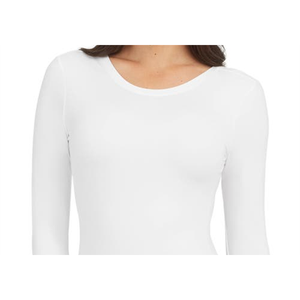 Body Modellante Spanx X-Small Bianco a Maniche Lunghe con Scollo Rotondo, Stile Casual Aderente con Controllo Pancia, Stampa per Inverno ed Estate, in Nylon Elasticizzato - Product Image 2