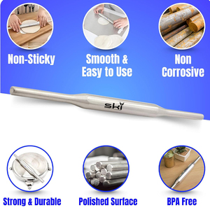 Rodillo de Metal profesional de gran oferta, mango ergonómico, rodillo de masa de alta resistencia para Pizza, pastel, corteza, galletas, tortillas de repostería - Product Image 2