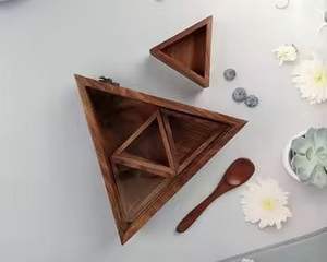 Boîte à épices en bois marron moderne Boîte à épices triangle en bois vintage Ensemble triangulaire en bois pour épices - Product Image 3