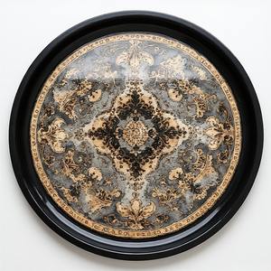 Débit de rivière Plateau en fer bleu Lignes fluides blanches imitant le mouvement doux de l'eau Symbolisant la pureté Art moderne Style antique - Product Image 1