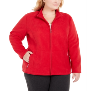 Giacca sportiva da donna Karen Scott taglie forti in pile rosso Zeroproof Performance taglia 1X - Product Image 4
