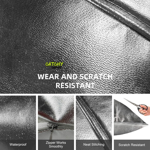 Funda de almohada de piel sintética de lujo Funda de cojín geométrica hecha a mano Marrón oscuro Blanco Oro Azul Almohada de cuero - Product Image 2