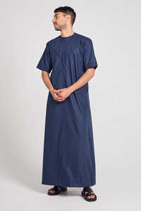 Thobe / Thawb venta al por mayor de alta calidad árabe de los hombres Thobes Eid Abaya manga corta Thobe musulmán de gran tamaño Abaya para hombres - Product Image 3