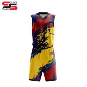 Uniformes de basket-ball bleus de couleur de conception personnalisée de maillot de basket-ball sublimé - Product Image 3