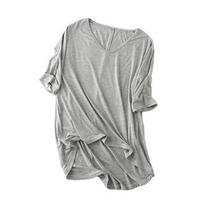 Camisetas de moda, camisetas de verano para mujer, camisa holgada sólida de media manga con cuello en V, Camisetas Básicas de gran tamaño para mujer, informales - Product Image 4