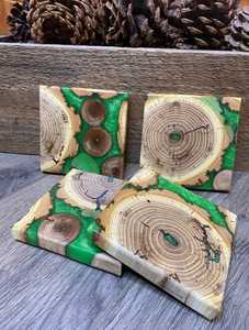 Haute qualité carré résine époxy bois d'olivier sous-verres ensemble 4-pour Bar maison bureau artisanat élégant fontaine cadeau parfait - Product Image 3