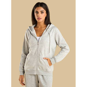 Women's Zip Through Hoodie Casual Full Zip Hooded Sweatshirt Long Sleeve Lightweight <b>Layering</b> <b>Top</b> OEM Custom Logo - Product Image 5