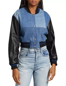 Qualité supérieure 100% laine femmes Varsity Baseball veste culture Slim Fit Logo personnalisé col rabattu grande taille traitement personnalisé - Product Image 4