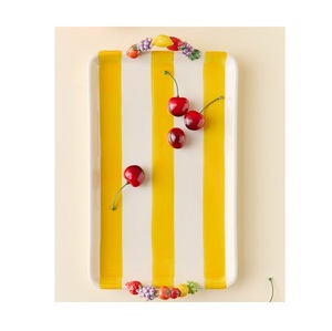 Plateau en céramique fonctionnel fait à la main pour le petit déjeuner collations café thé plateau de fruits salle à manger cuisine salle de bain vanité organisateur - Product Image 5