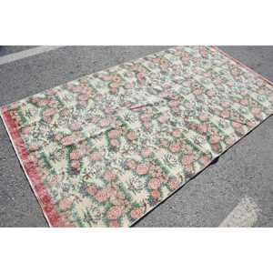 พรมตุรกีวินเทจ ขนาด 4.8x8.7 ฟุต สีเบจลายดอกไม้ - Product Image 2