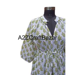 Robe mi-longue en coton Himanshi style vintage à motifs floraux, en tissu respirant et écologique, décontractée pour l'été, à taille naturelle, pour le quotidien - Product Image 4