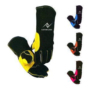 ถุงมือเชื่อม TIG ถุงมือหนังผ้าฝ้ายถุงมือป้องกันความร้อนมือและแขนออกแบบตามสั่ง - Product Image 1