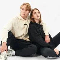Sweat à capuche avec logo en relief à la mode pull contemporain pour lui et elle avec haut de gymnastique à cordon épais