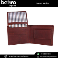 Dompet Pendek Pria Berkualitas Tinggi Gaya Vintage Elegan Siap Bepergian Kulit Asli Anti RFID Lipat Dua Berbahan Katun