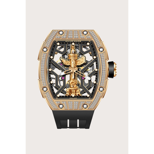 Montre pour homme Ailuo série 6629, tendance mode, entièrement ajourée, automatique, finition dorée et argentée, style mécanique - Product Image 4